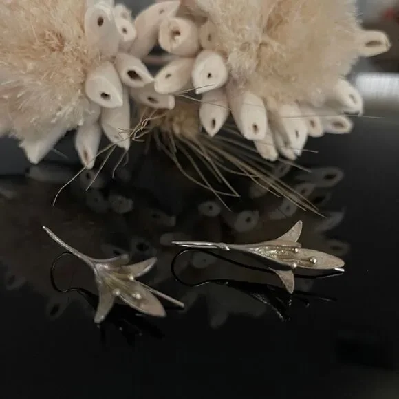 Sterling silver dangle hook earrings - Picture 2 of 4